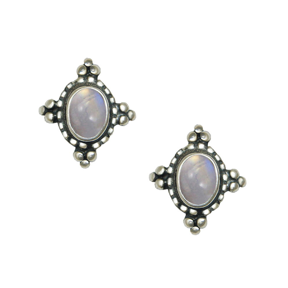Sterling Silver Little Rainbow Moonstone Post Stud Earrings